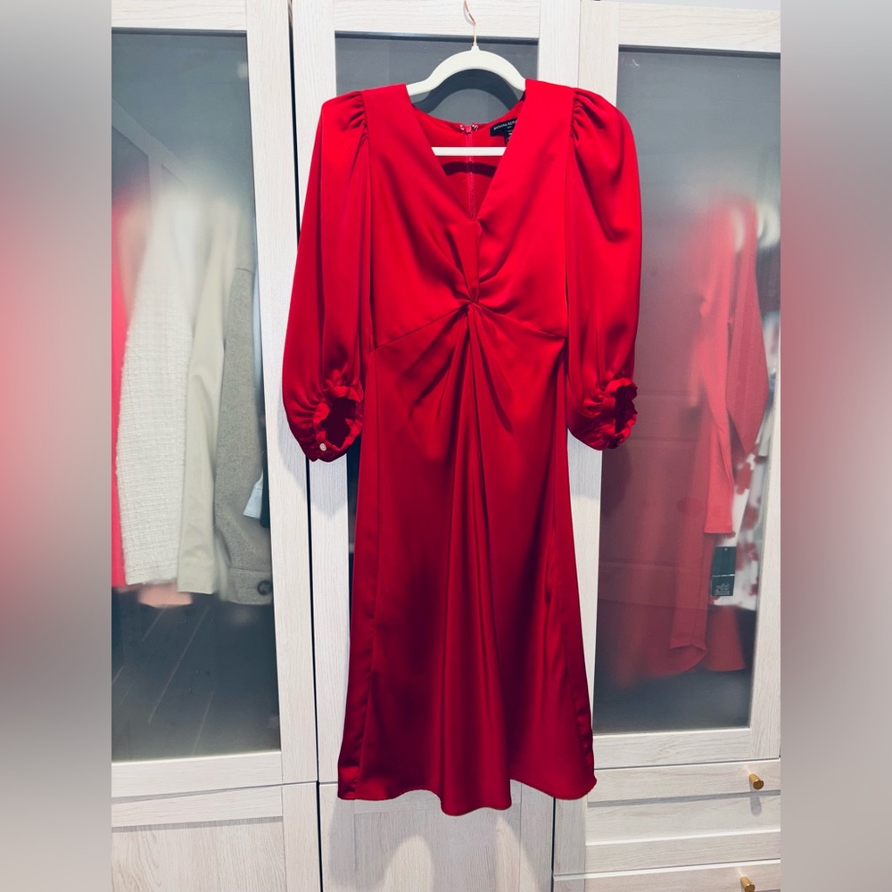 Banana Republic Vibrant Red Long Sleeve Dress